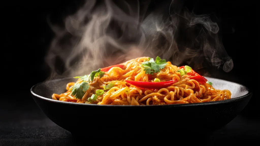 Hakka noodles at Sweet-Chili Authentic Indian Restaurant Edmonton - stir-fried Indo-Chinese noodles with fresh vegetables